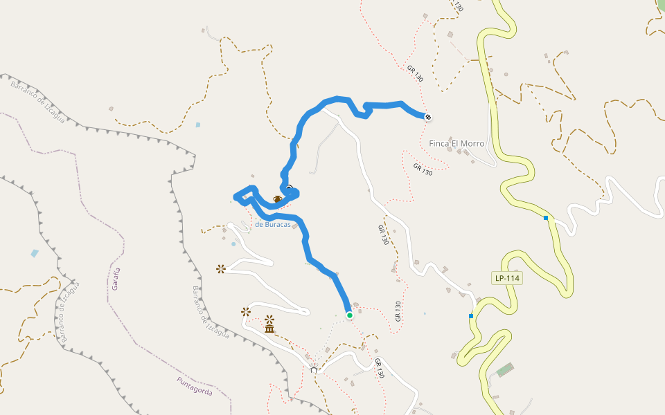 GR 130.1 walking route map in Puntagorda