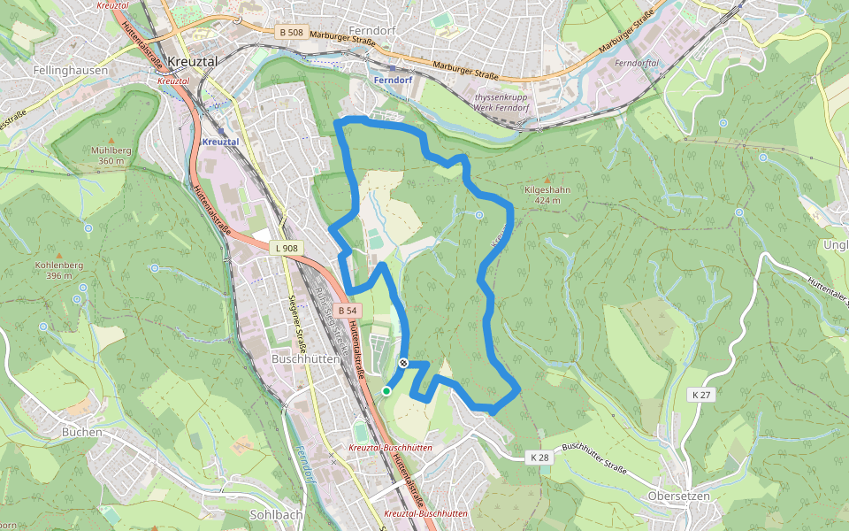 Mattental Rundwanderweg A3 walking route map in Kreuztal