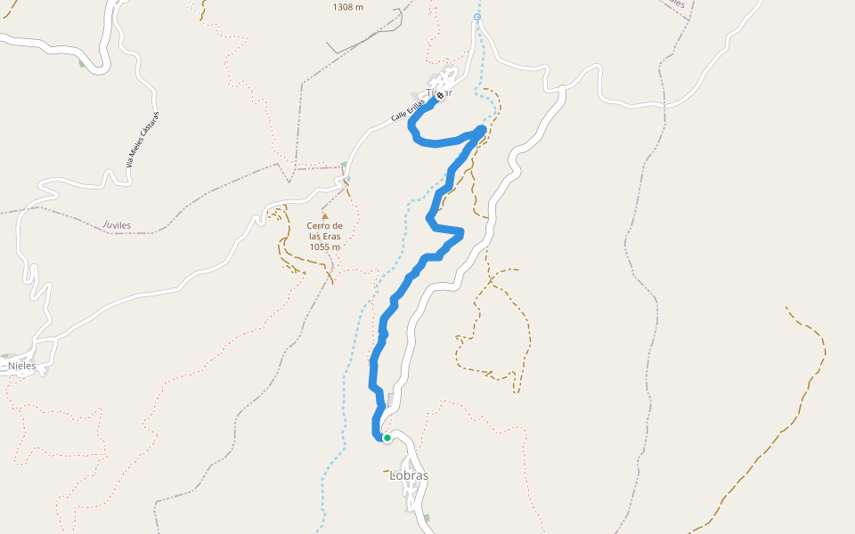 SL-A 203 Acequia de los Castaños walking route map in Lobras