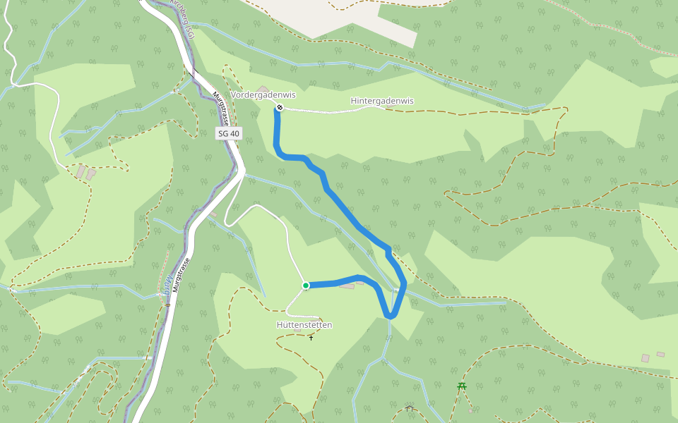 Hüttenstetten - Gadenwis walking route map in Kirchberg