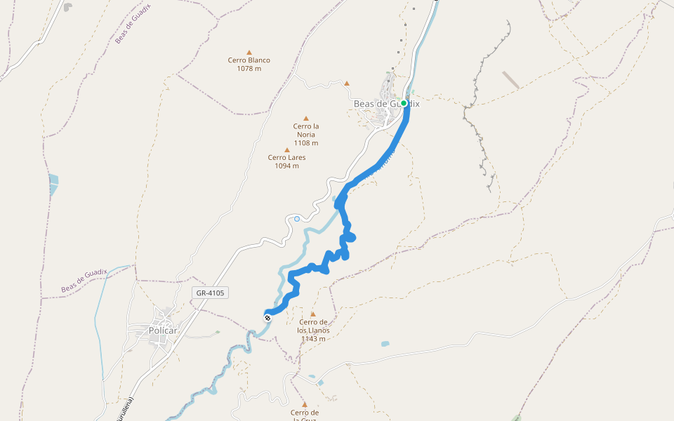 SL-A 218 Beas de Guadix-Molino la Cuesta walking route map in Beas de Guadix