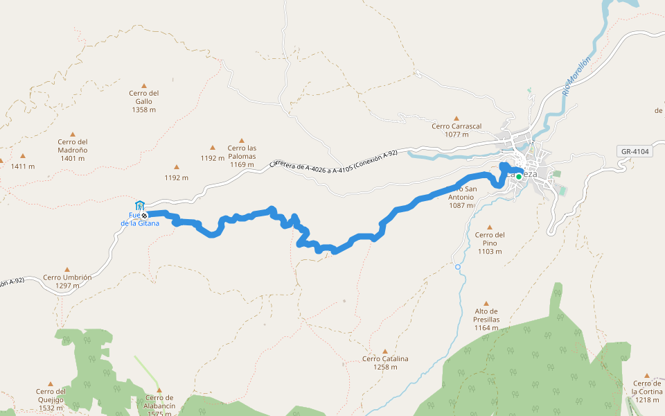 SL-A 222 Haza de la Cabaña walking route map in La Peza