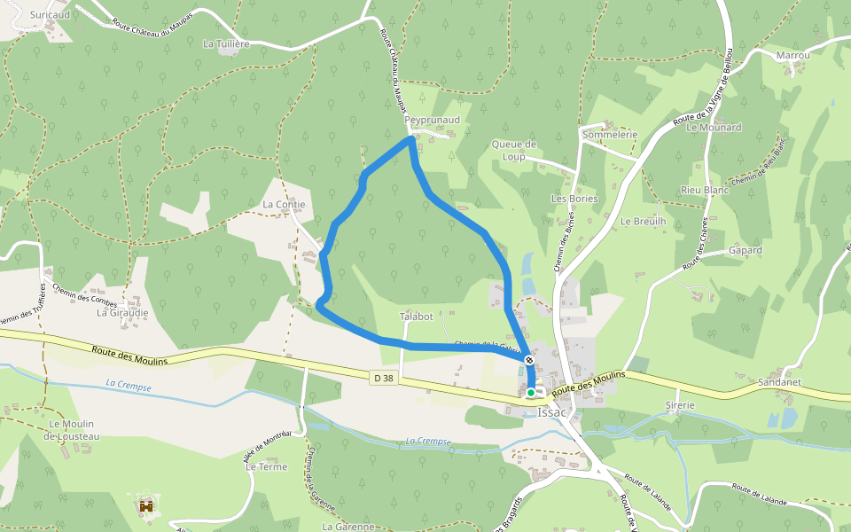 Boucle des écoliers walking route map in Issac