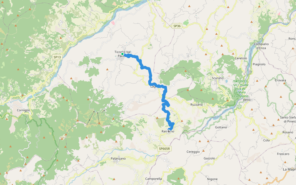 Via di Linari - tappa 5 - Tizzano Val Parma - Ranzano walking route map in Tizzano Val Parma