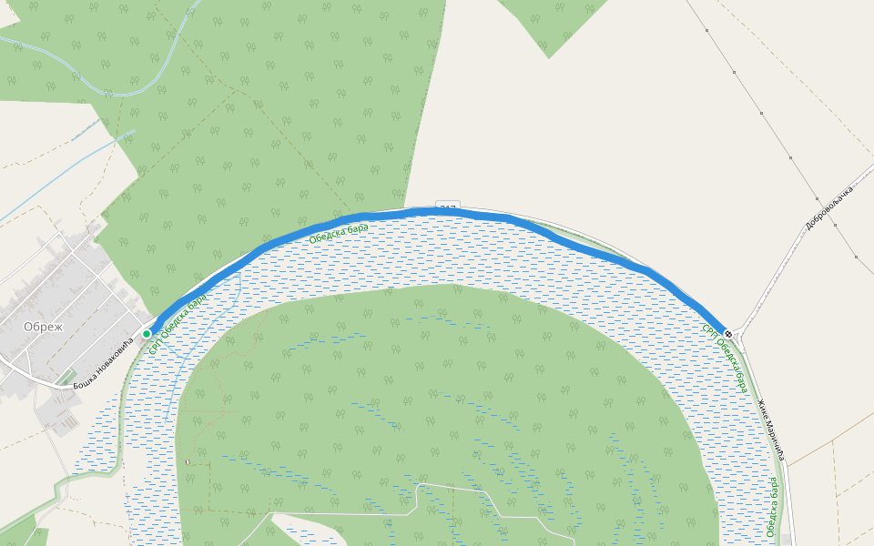 Стаза потковице walking route map in Obrež