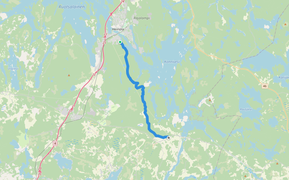 Juustopolku walking route map in Heinola