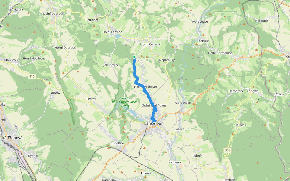 [M] Lanškroun - Mariánská hora walking route map in Horní Čermná