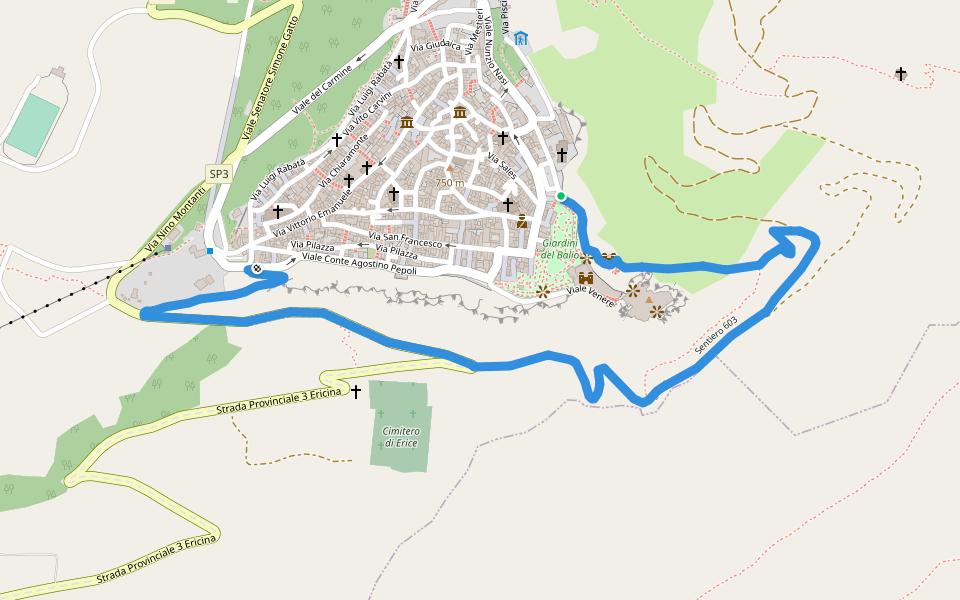 Sentiero Torretta Pepoli walking route map in Erice