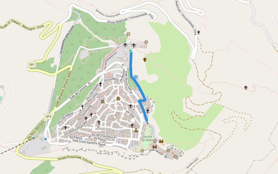 Sentiero 602A walking route map in Erice