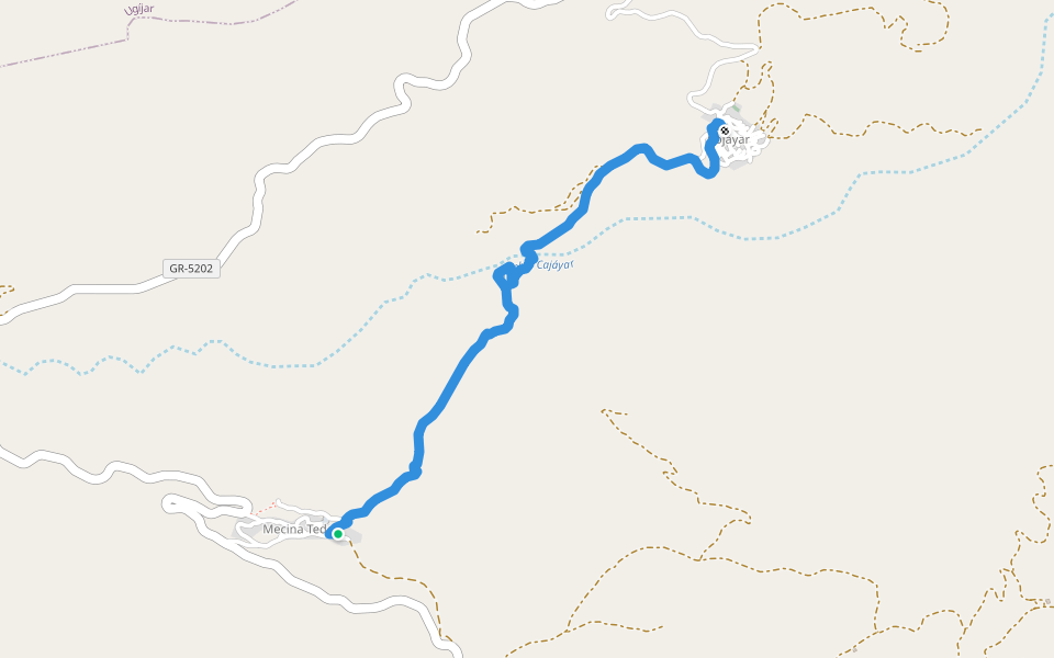 Mecina Tedel - Cojáyar walking route map in Mecina Tedel