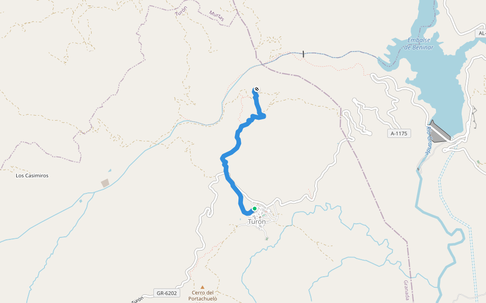 Sendero Cabrahigo walking route map in Turón