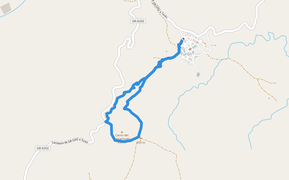 Sendero Chorrillo walking route map in Turón