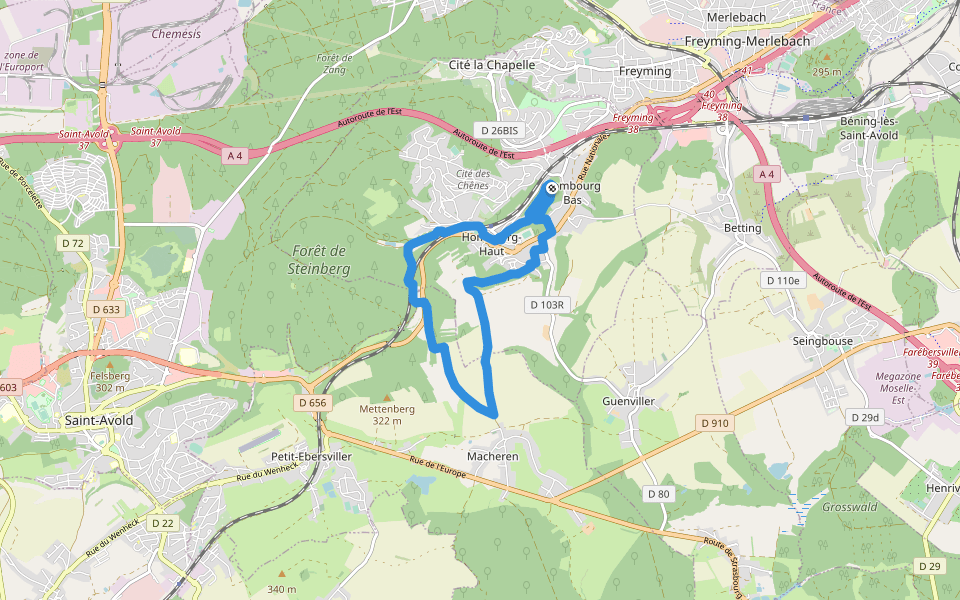 Circuit du Vieux Hombourg walking route map in Hombourg-Haut