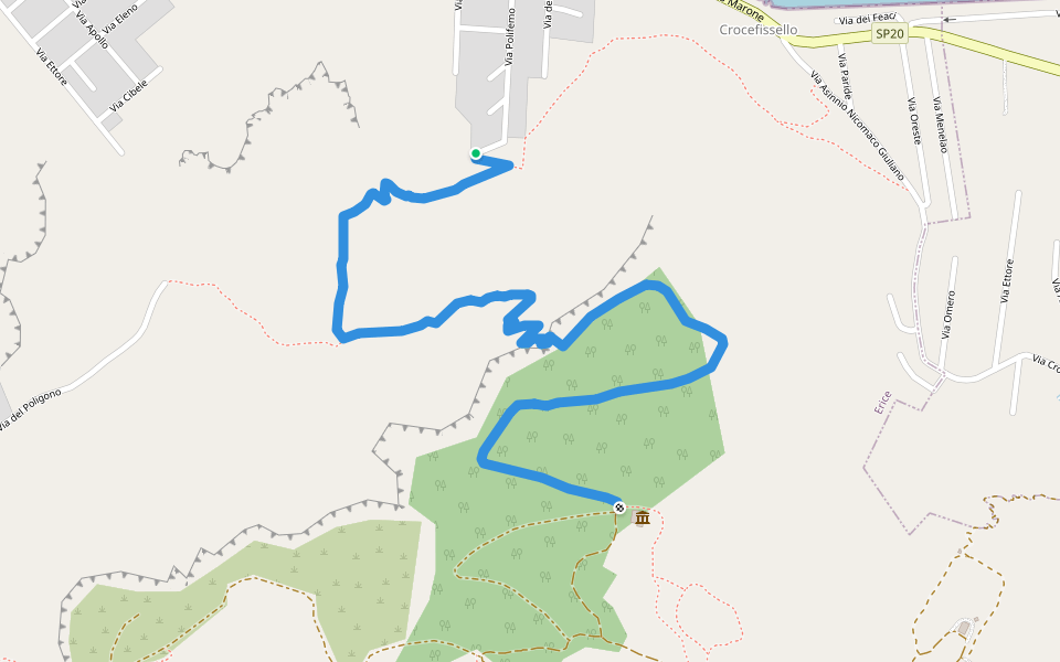 Sentiero 604C Cai Erice walking route map in Crocefissello