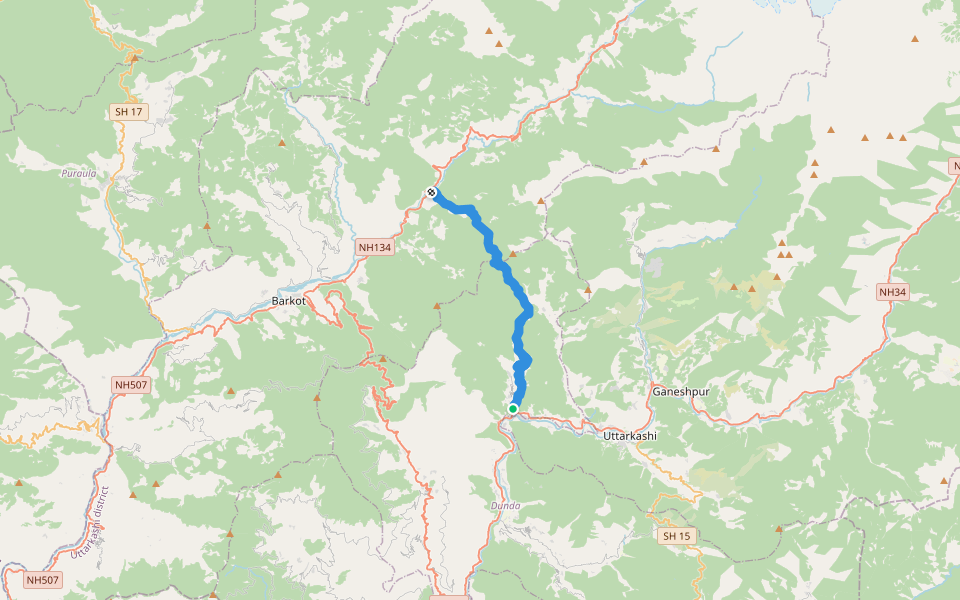 Bandarkot - Kutnaur Trail walking route map in Barsali