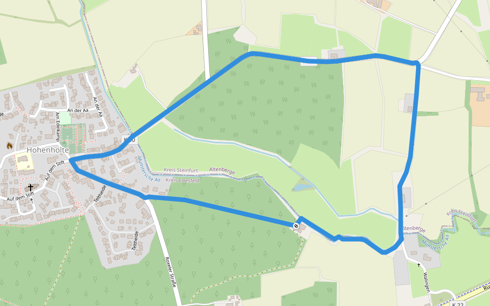 Hohenholte Rundweg H3 walking route map in Havixbeck