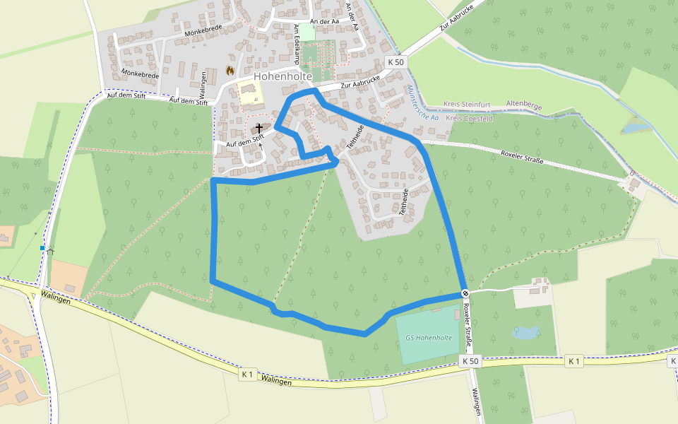 Hohenholte Rundweg H1 walking route map in Havixbeck
