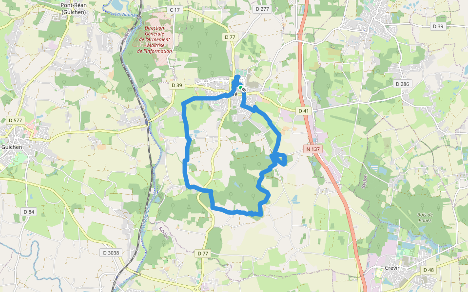 Laillé la Chapelle walking route map in Laillé