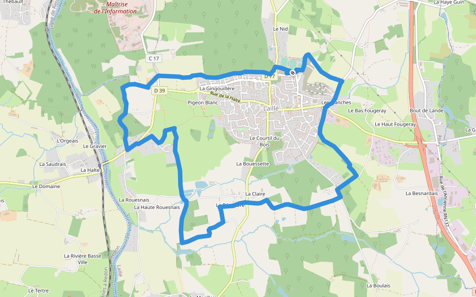 Laillé les Vallées walking route map in Laillé