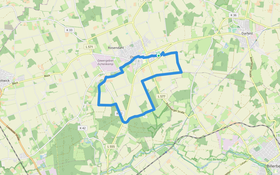 Osterwick Rundweg O1 walking route map in Rosendahl