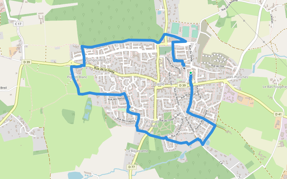 Laillé le tour de Laillé walking route map in Laillé
