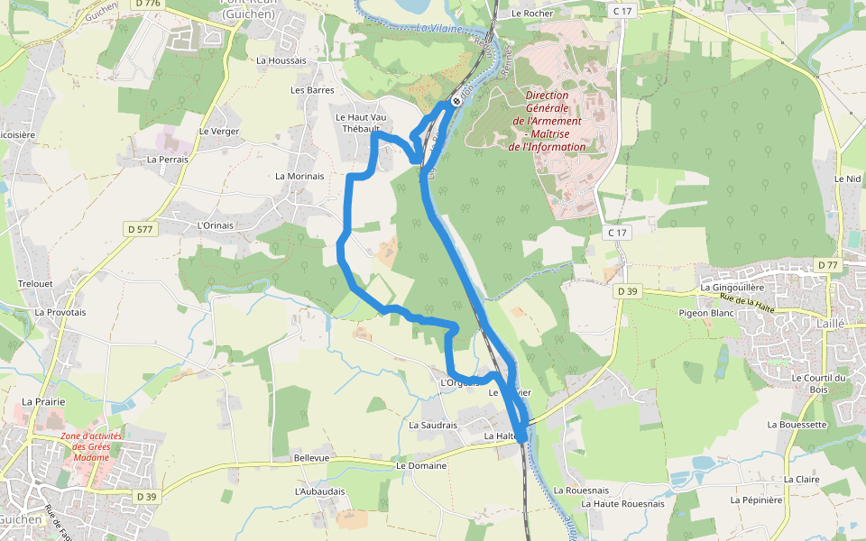 Les bords de Vilaine le Boël walking route map in Guichen