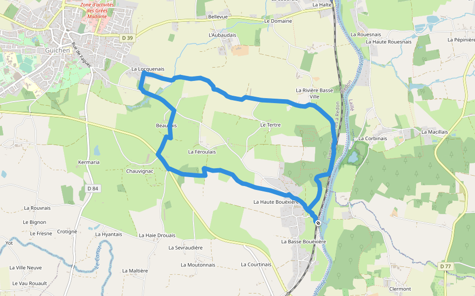 La Locquenais walking route map in Bourg-des-Comptes