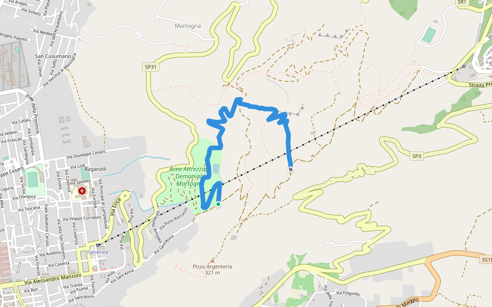 Variante A Sentiero 601 walking route map in Casa Santa