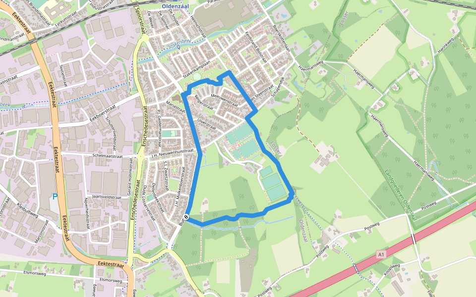 WNW Twente - Stakenboer - rode route walking route map in Oldenzaal