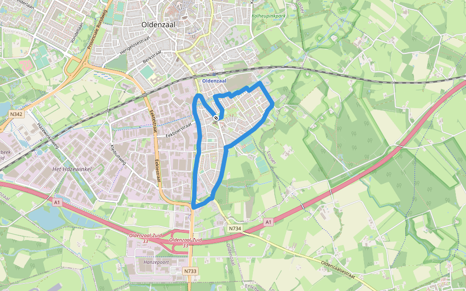WNW Twente - Stakenboer - paarse route walking route map in Oldenzaal