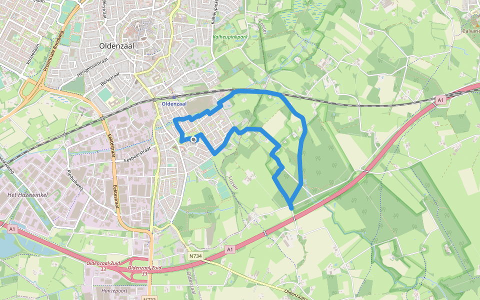WNW Twente - Boerskotten/Stakenboer - blauwe route walking route map in Oldenzaal