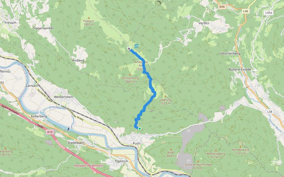 Wanderweg 179 Puch - Schwarzsee walking route map in Puch