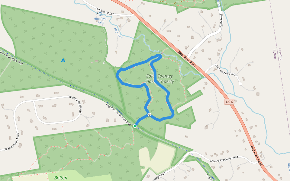 Clark Trail walking route map in Bolton