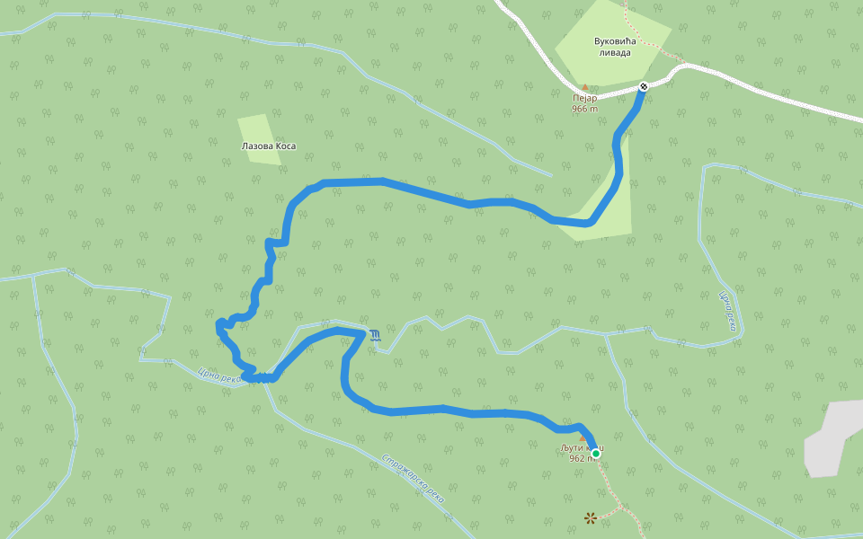 Љути крш - Пејар walking route map in Divčibare
