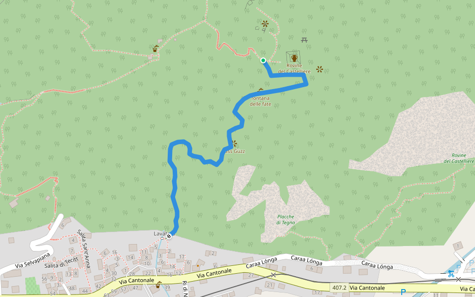 Rovine del Castelliere - walking route map in Terre di Pedemonte
