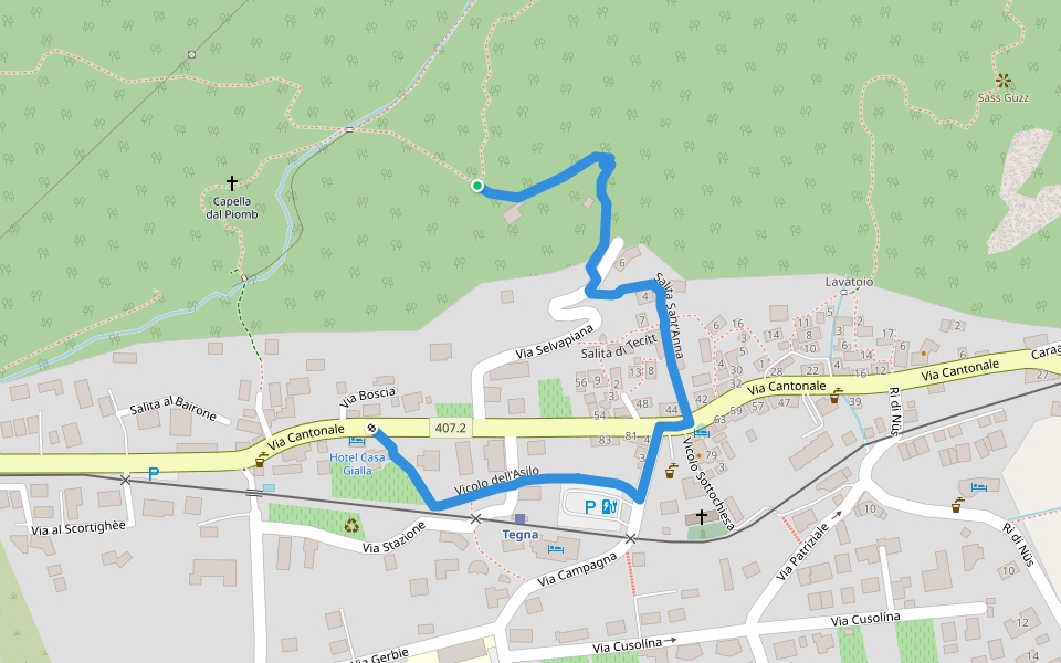 Selvapiana - Tegna walking route map in Terre di Pedemonte