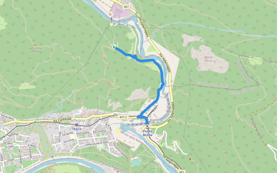 Gropp - Ponte Brolla walking route map in Terre di Pedemonte