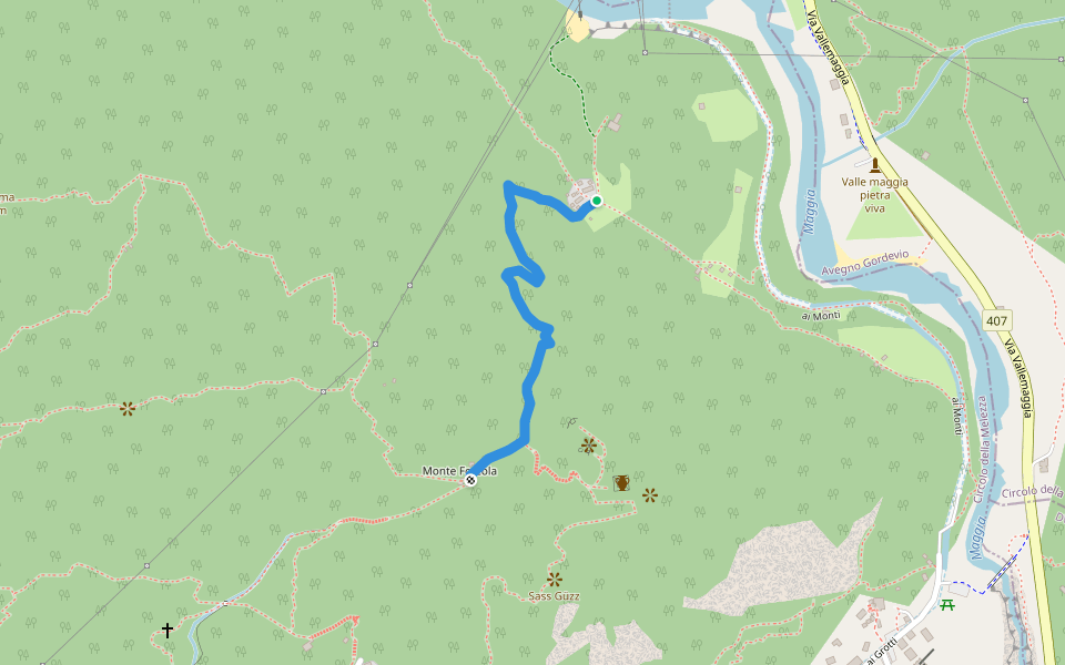Gropp - Forcola walking route map in Terre di Pedemonte