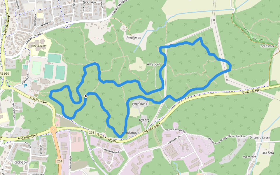 Vallentuna IP 5km gul walking route map in Vallentuna
