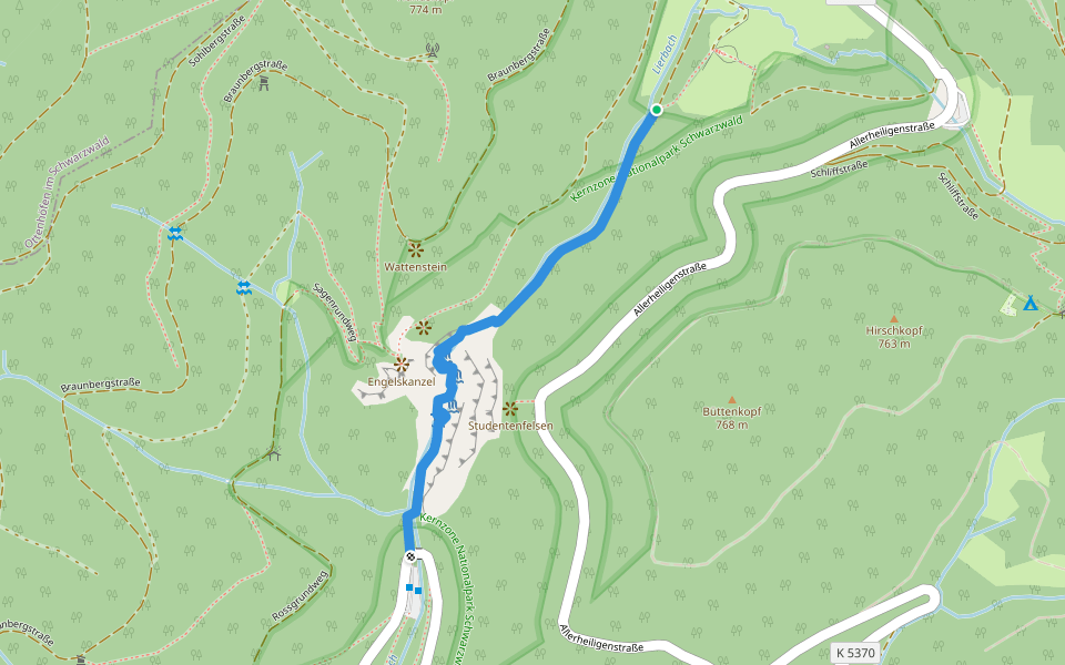 Aufgang SWV-Ehrenmal - Wasserfälle Parkplatz