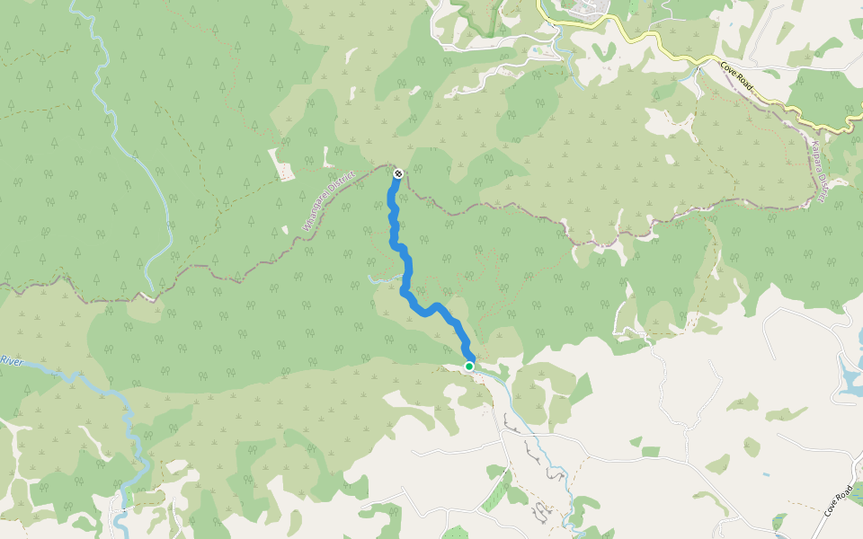 Tanekaha Falls Track walking route map in Mangawhai