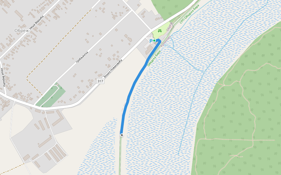 Стаза Рибњак walking route map in Obrež