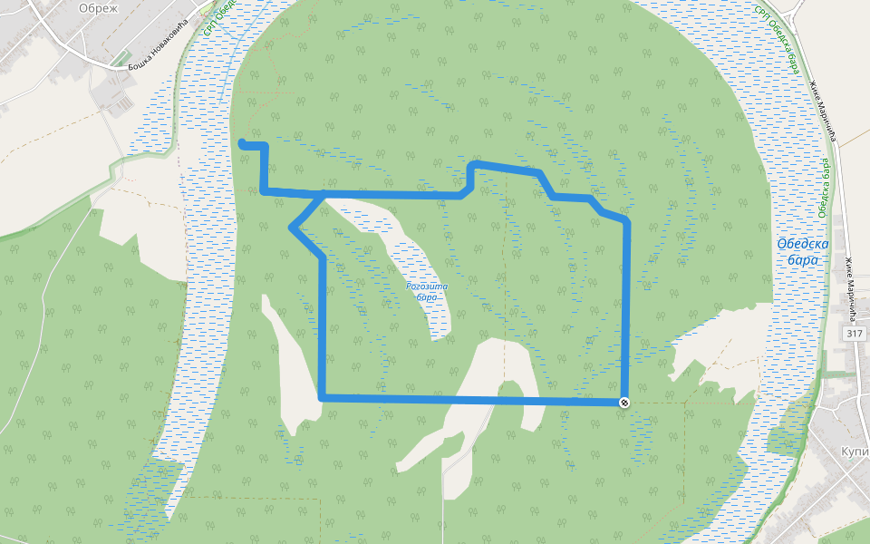 Кружна едукативна стаза walking route map in Kupinovo