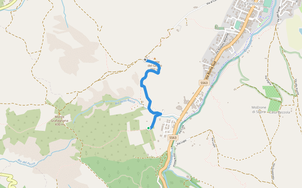 Percorso 644B walking route map in Vezzano Sul Crostolo
