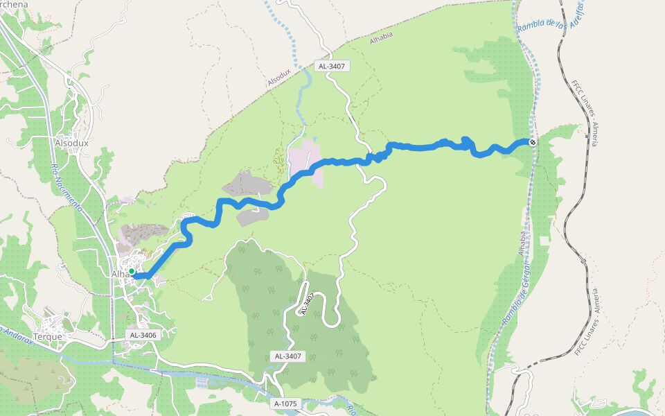 SL-A 20 Camino de los Arrieros walking route map in Alhabia