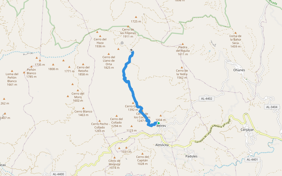 SL-A 87 Beires - Minas de Beires walking route map in Beires