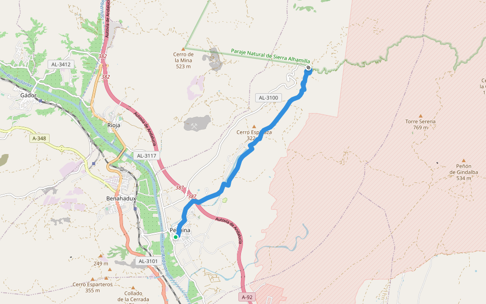 SL-A 162 Los Baños walking route map in Pechina