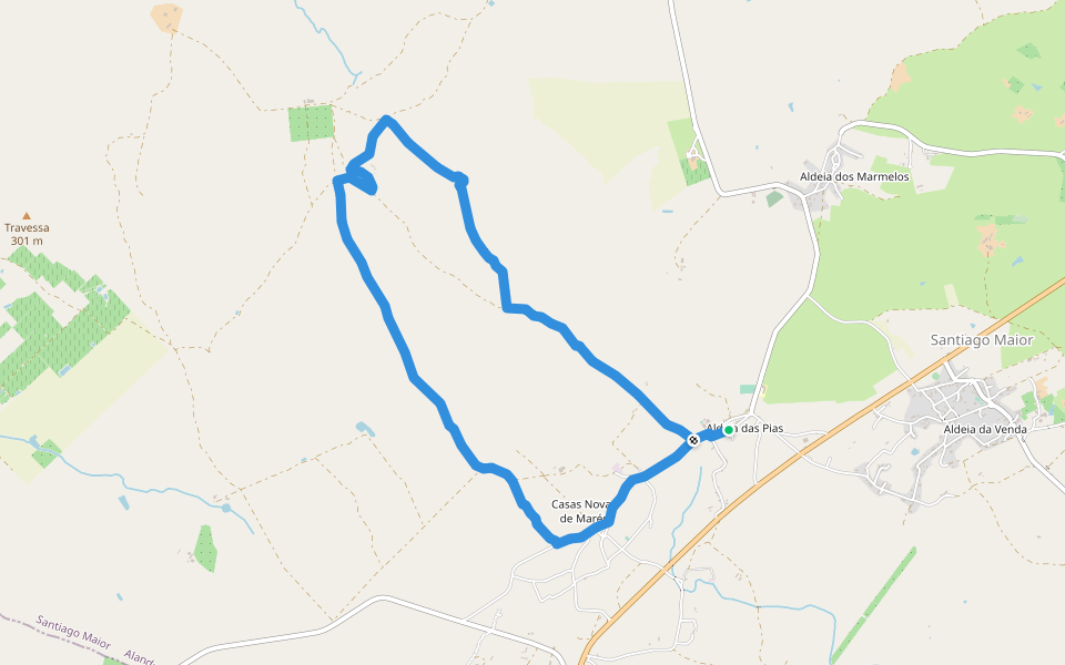 Pedra Alçada walking route map in Aldeia das Pias