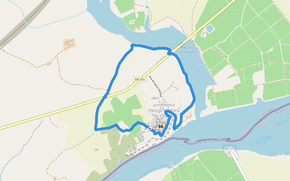 Juromenha, A Sentinela do Guadiana walking route map in Almoinhos