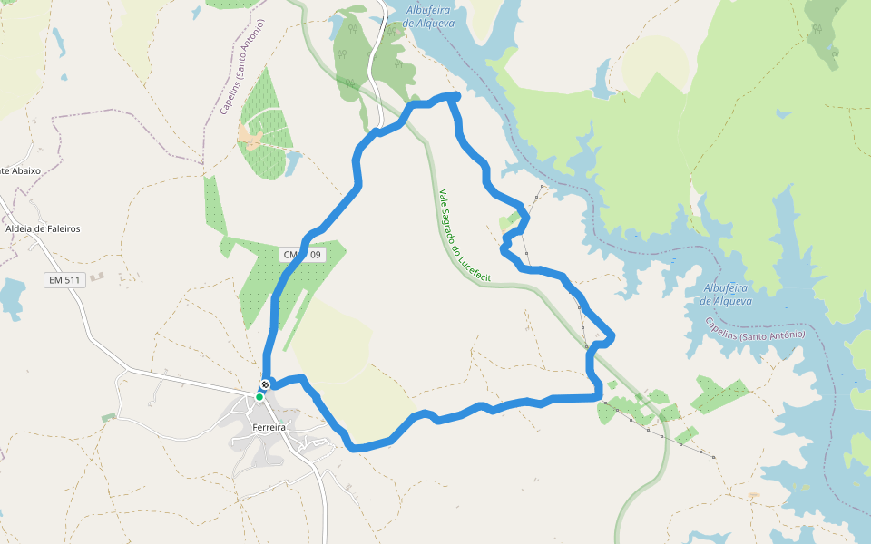 Os Segredos de Ferreira walking route map in Ferreira de Capelins
